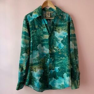 RARE vintage landscape 1970s button down shirt